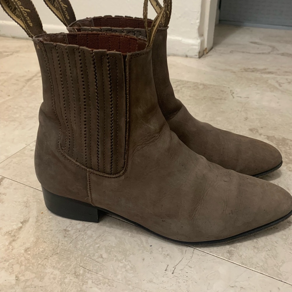 Vintage Loredano Suede Booties Cowboy Boots Size US 7 22  Brown